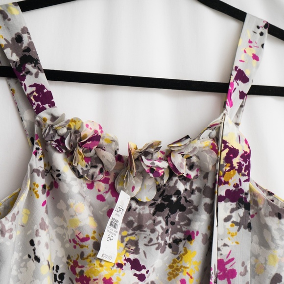 SALE New LOFT Gray Floral Sleeveless Dress Sz 8p - Picture 6 of 7